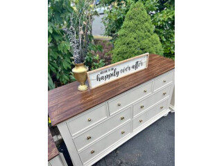 Bedroom set Dresser Night Stands in cream color walnut top - $950 (Philadelphia)